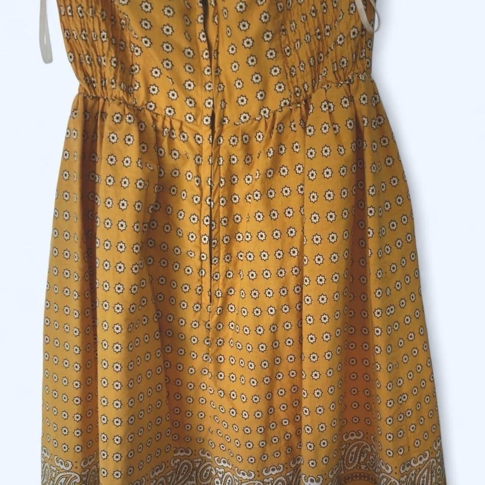 Anthropologie Girls of Savoy Yellow Patterned babydoll Sundress with pockets 2 - Picture 2 of 4
